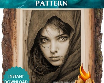 Mystic Gaze Pyrography Pattern – Realistic Woman Portrait for Wood Burning Art