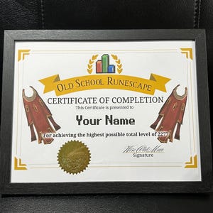 OSRS Old School RuneScape Custom Award Certificate Max Cape 2277
