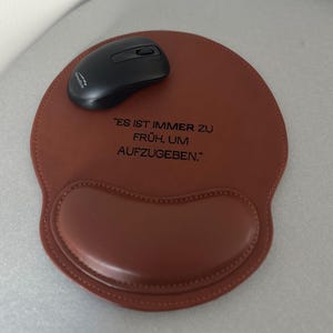 Mouse pad personalized in artificial leather with gentle wrist rest, gift for him & her
