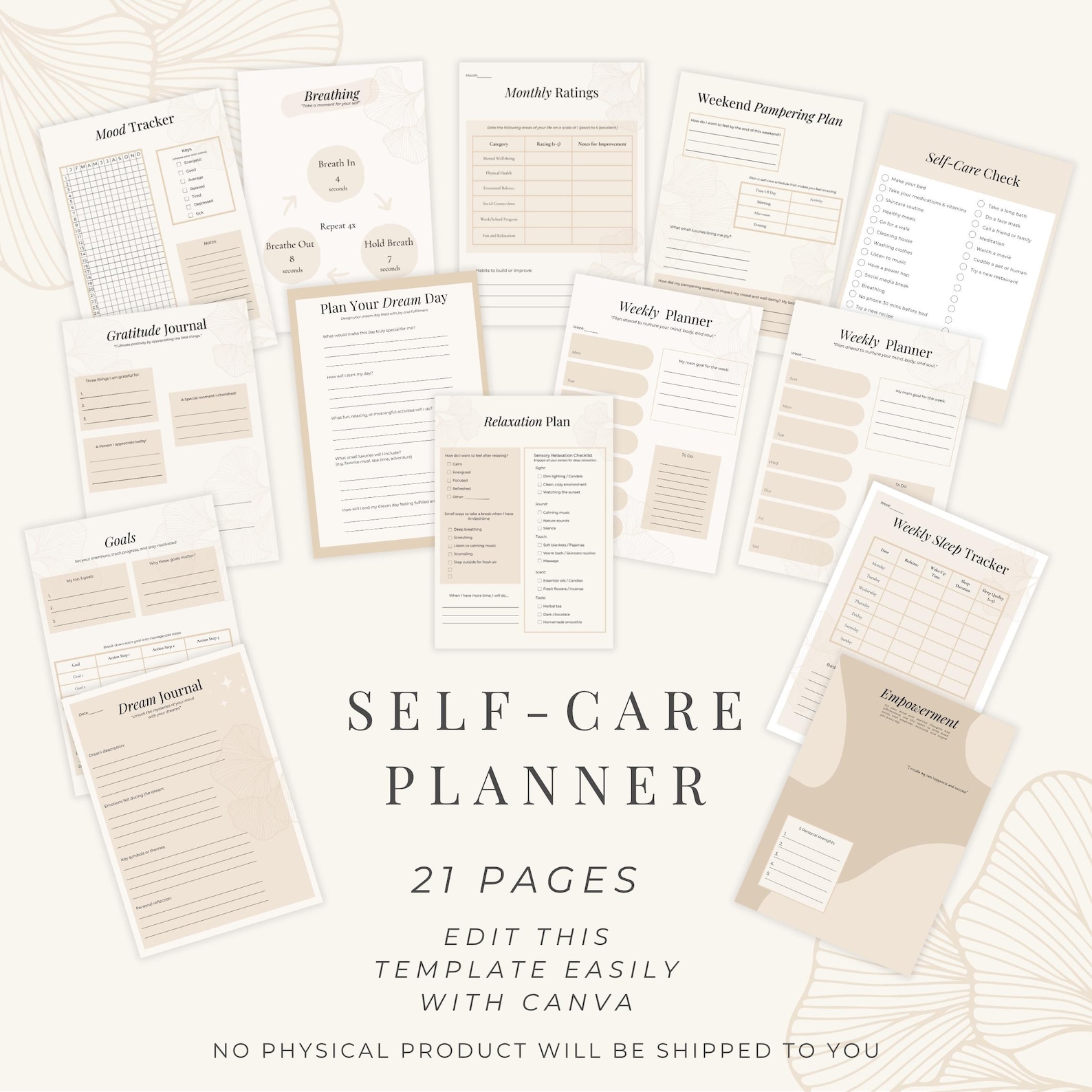 Canva Editable Self-care Planner Template | A4 & US Letter | Wellness ...