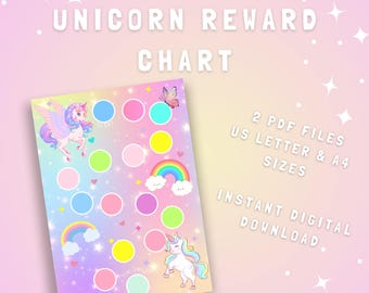 Printable Unicorn Reward Chart: Kids Motivation, Rainbow Design (PDF Download)