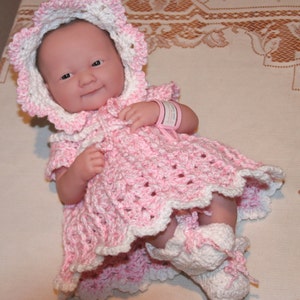 PDF PATTERN Crochet 14 inch Berenguer Baby Doll La Newborn Yarn Dress Set Sweetie image 5
