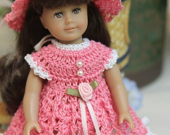 PDF Pattern for 6 inch cloth body doll AG crochet dress hat panty shoes