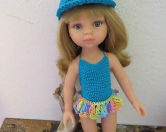 PDF PATTERN Crochet 12 13 inch 32cm Paola Reina Las Amigas Doll Swimsuit with Hip Ruffles Visor