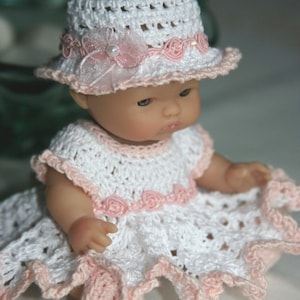 PDF PATTERN Crochet 5 inch LTL Berenguer Baby Doll Peach Rose Dress Set
