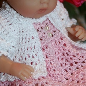 PDF PATTERN Crochet 9.5 inch Berenguer Mini La Newborn Baby Doll Dress Set with Short Jacket image 5