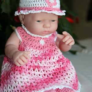 PDF PATTERN Crochet 9.5 inch Berenguer Mini La Newborn Baby Doll Dress Set with Short Jacket image 2