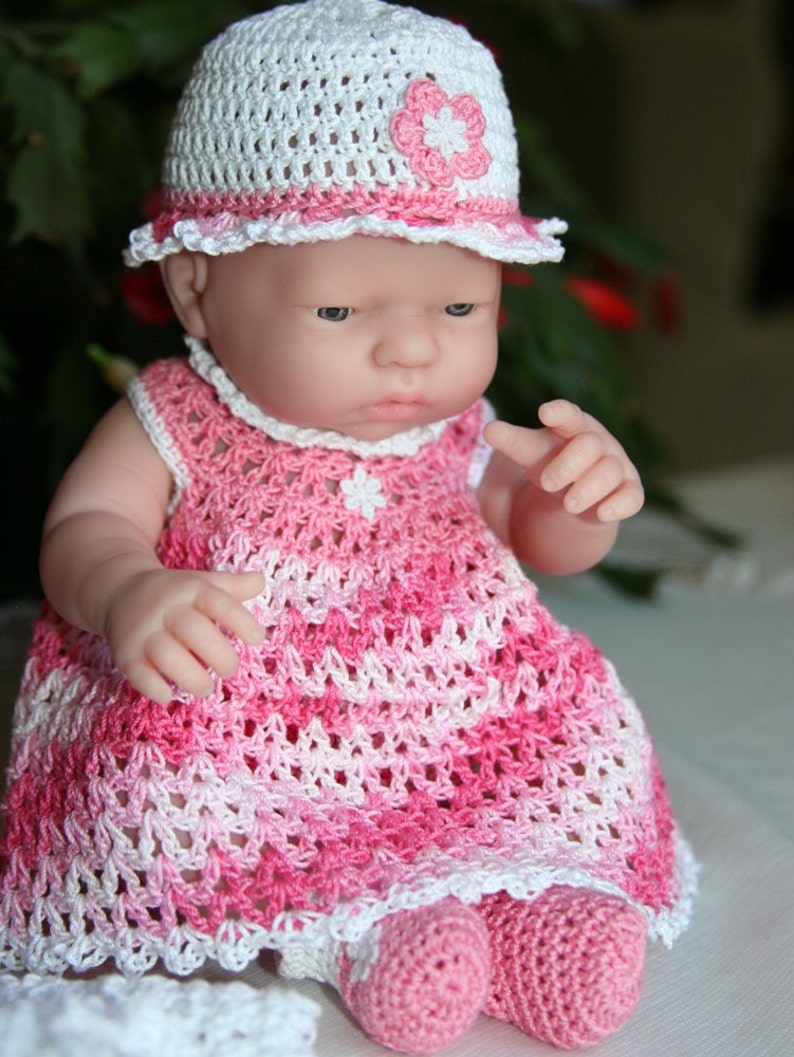 PDF PATTERN Crochet 9.5 inch Berenguer Mini La Newborn Baby Doll Dress Set with Short Jacket image 2