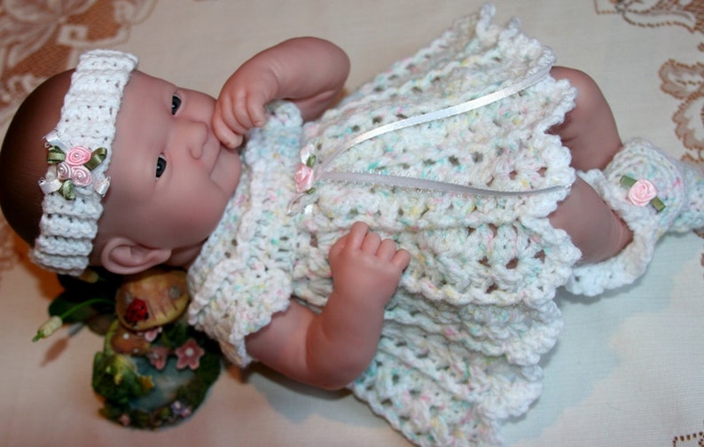 PDF PATTERN Crochet 14 inch Berenguer Baby Doll La Newborn Yarn Dress Set Sweetie image 4