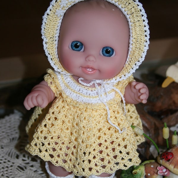 PDF PATTERN Crochet 8 8.5 inch  LTL Lil Cutesies Berenguer Doll Thread Ruffle Yoke Dress Set