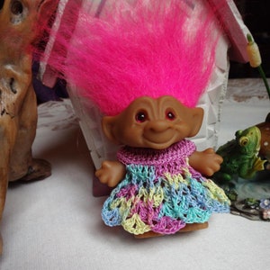 PDF PATTERN Crochet for 2 3/4 3 inch Vintage Troll Doll Dress Empire Floor Length Scallop Edge