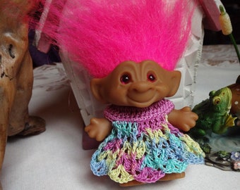 PDF PATTERN Crochet for 2 3/4 3 inch Vintage Troll Doll Dress Empire Floor Length Scallop Edge