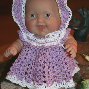 PDF PATTERN Crochet 8 8.5 inch LTL Lil Cutesies Berenguer Doll Thread Ruffle Yoke Dress Set image 3