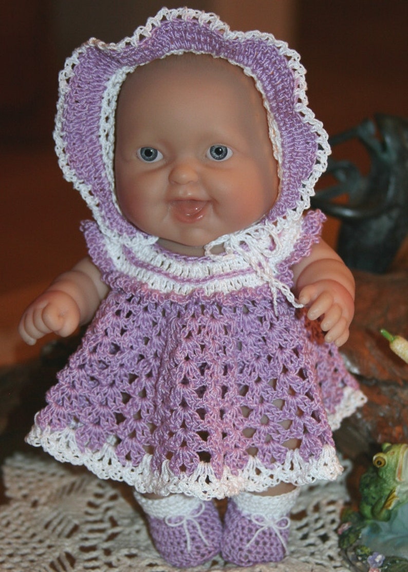 PDF PATTERN Crochet 8 8.5 inch LTL Lil Cutesies Berenguer Doll Thread Ruffle Yoke Dress Set image 3