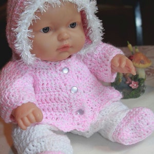 PDF PATTERN Crochet 12 13 14 inch LTL Berenguer Doll Yarn Hooded Jacket Set