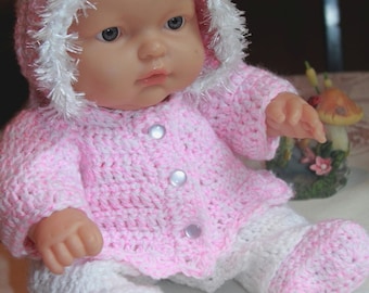 PDF PATTERN Crochet 12 13 14 inch LTL Berenguer Doll Yarn Hooded Jacket Set