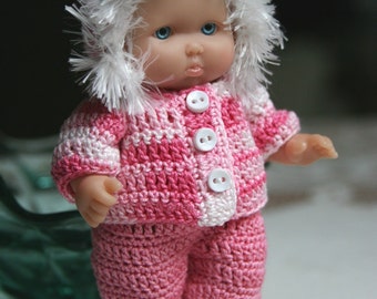 3 PDF PATTERN Crochet 5 inch Berenguer Baby Doll Hooded Jacket Set Pants Shoes Girl Boy