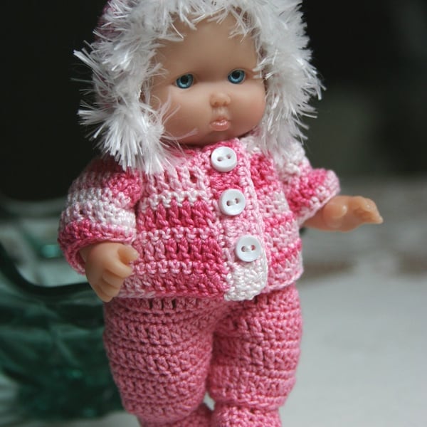 3 PDF PATTERN Crochet 5 inch Berenguer Baby Doll Hooded Jacket Set Pants Shoes Girl Boy