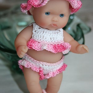 3 PDF PATTERN Crochet 5 inch LTL Berenguer Baby Doll Hat Sunsuit Bottoms Sandals