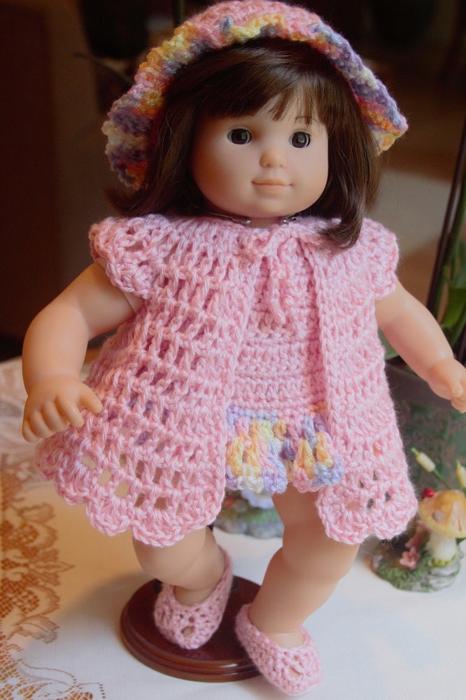 PDF PATTERN Crochet 15 16 inch AG Bitty Baby Doll Yarn Summer fun Set