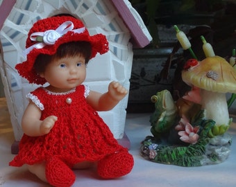 PDF PATTERN Crochet 5 inch Baby So Dainty Baby Doll Hat Dress Panty Shoes Set  size 20 Thread