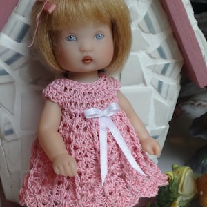 PDF PATTERN Crochet 6 inch Kish Ellery Miki Baby Doll Dress Dusty Rose