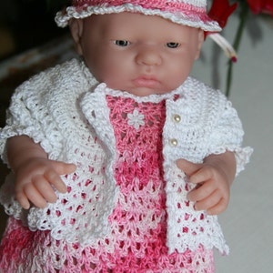 PDF PATTERN Crochet 9.5 inch Berenguer Mini La Newborn Baby Doll Dress Set with Short Jacket image 1