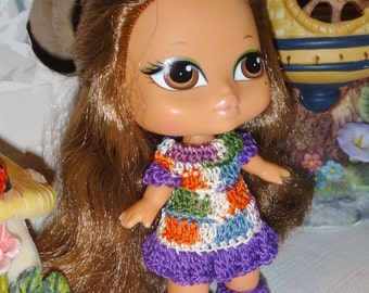 PDF PATTERN Crochet 5 inch Babyz Bratz Baby Doll Dress Shoes Set  size 10 Thread