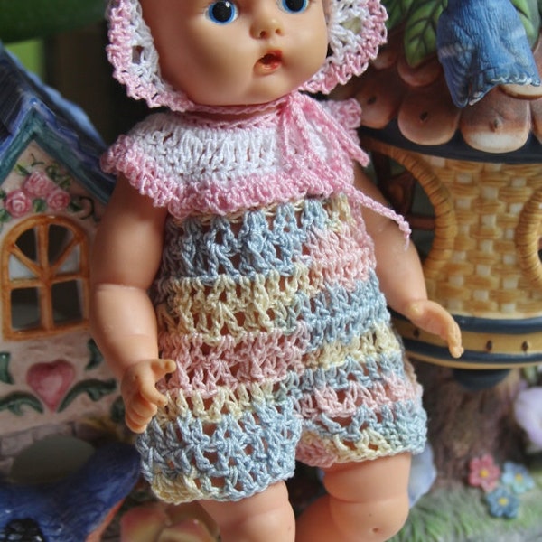 PDF PATTERN Crochet 8 inch Vintage Doll 50's Ginnette Baby Doll Romper Set