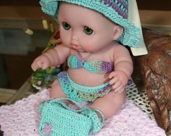 PDF PATTERN Crochet 8 8.5 inch LTL Lil Cutesies Berenguer Doll Thread Swimsuit Beach Set