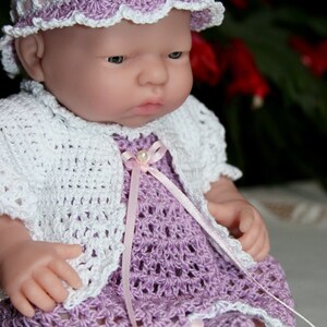 PDF PATTERN Crochet 9.5 inch Berenguer Mini La Newborn Baby Doll Dress Set with Short Jacket image 3