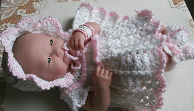 PDF PATTERN Crochet 14 inch Berenguer Baby Doll La Newborn Yarn Dress Set Sweetie image 1