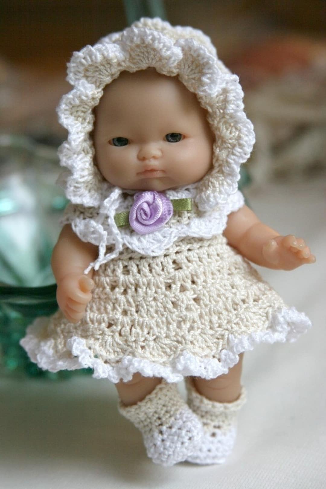 PDF PATTERN Crochet 5 Inch LTL Berenguer Baby Doll Dress Scallopes Ecru ...