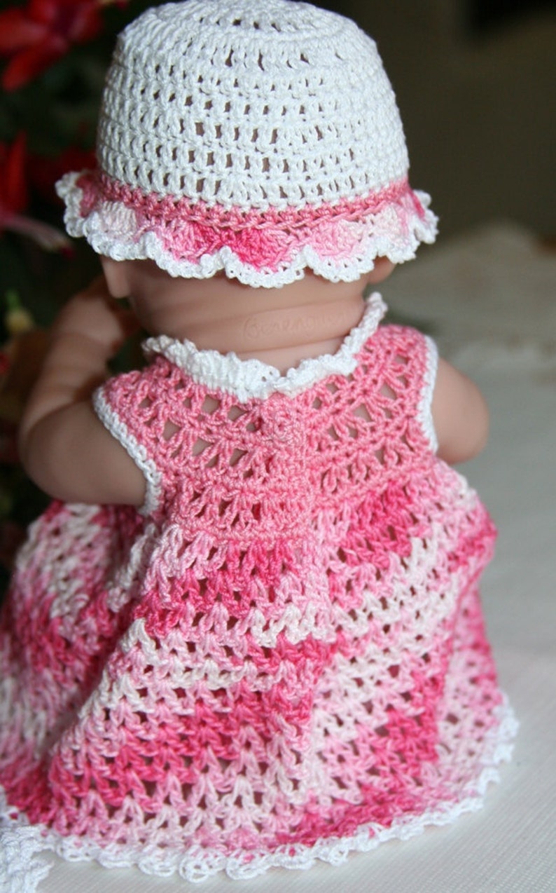 PDF PATTERN Crochet 9.5 inch Berenguer Mini La Newborn Baby Doll Dress Set with Short Jacket image 4