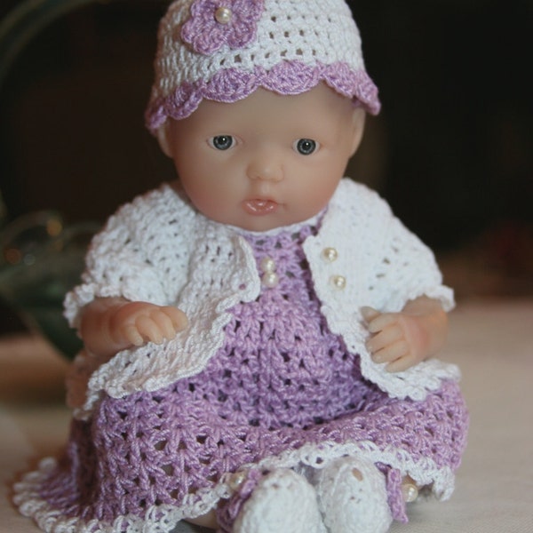 PDF PATTERN Crochet 7.5 inch Berenguer or 8 inch Circo Baby Doll Dress Set with Short Jacket