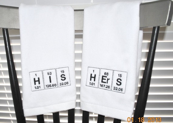 Geeky Gift Periodic Table His And Hers Hand Towel Set Embroidered