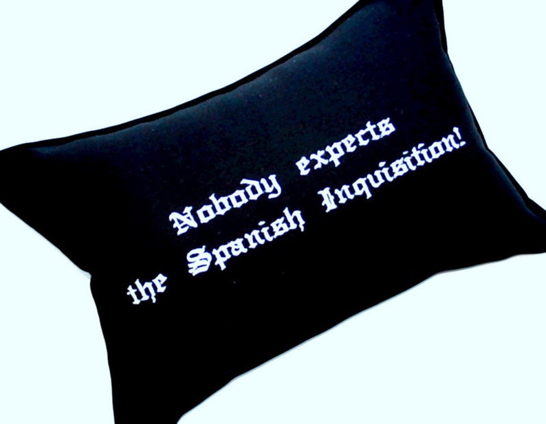 Spanish Inquisition Pillow Black Cotton Embroidered Etsy