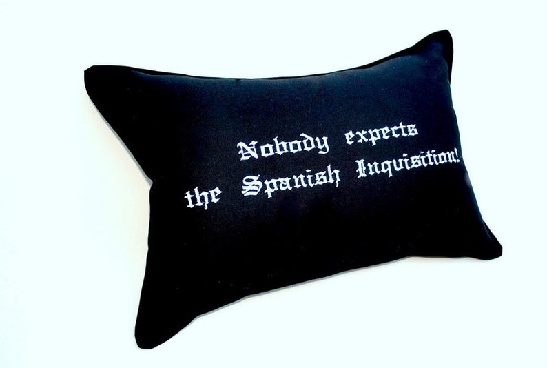 Spanish Inquisition Pillow Black Cotton Embroidered Etsy