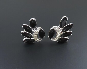 Sarah Coventry Vienna Nights Earrings, Black Rhinestone Earrings