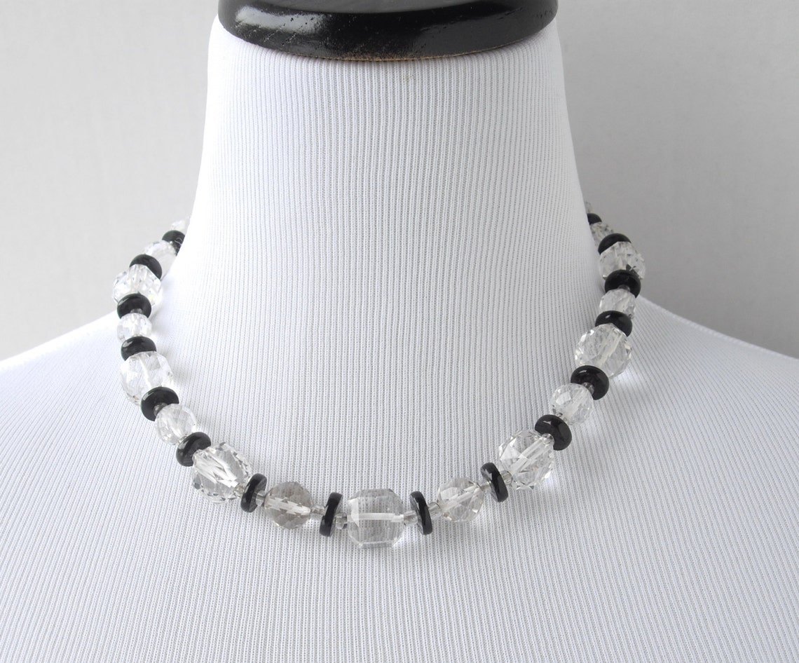 Art Deco Crystal Necklace Glass Crystal Necklace Crystal Etsy