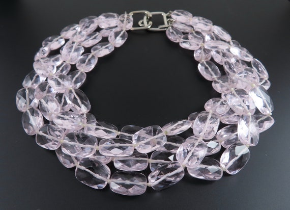 Kenneth Jay Lane Pink Faceted Glass Torsade Neckl… - image 1