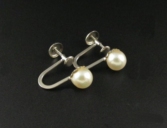 10K Gold Pearl Earrings, 10K Gold Earrings, Genui… - image 3