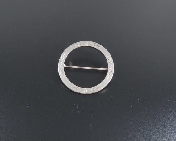 Silver Tone Circle Brooch - image 1