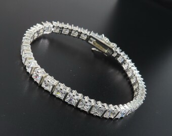 Cubic Zirconia Tennis Bracelet, DBJ Dee Berkley Bracelet, Sterling Silver Tennis Bracelet, Faux Diamond Tennis Bracelet