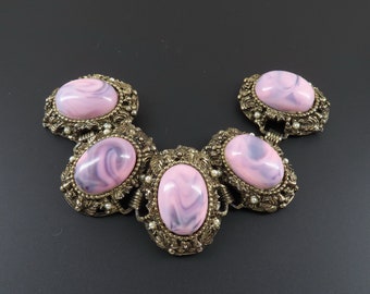 Renaissance Revival Bracelet, Pink Bracelet, Chunky Bracelet, Statement Bracelet