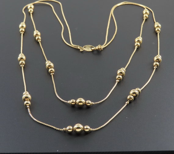 Avon Chain Necklace, Avon Triple Bead Necklace, D… - image 1
