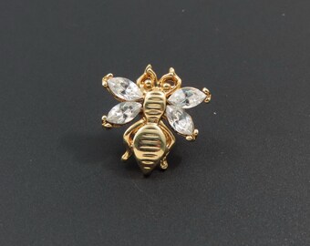Bee Tac Pin, Bee Brooch, Summer Brooch, Insect Brooch, Rhinestone Bee Pin