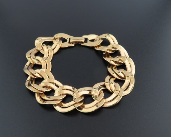 Large Chain Bracelet, Chunky Chain Bracelet, Gold… - image 1