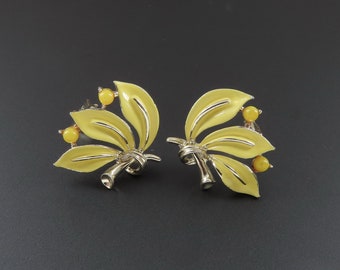Yellow Leaf Earrings, Yellow Earrings, Lisner Earrings