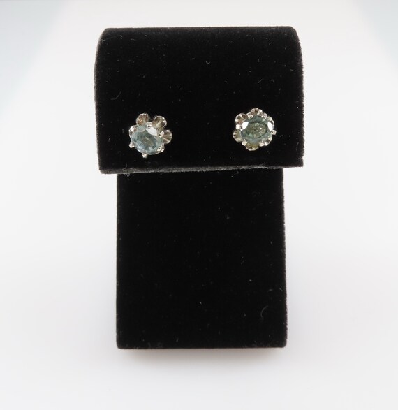 14k Gold Aquamarine Stud Earrings, 14K White Gold 